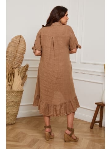Plus Size Company Linnen jurk "Bosnik" camel