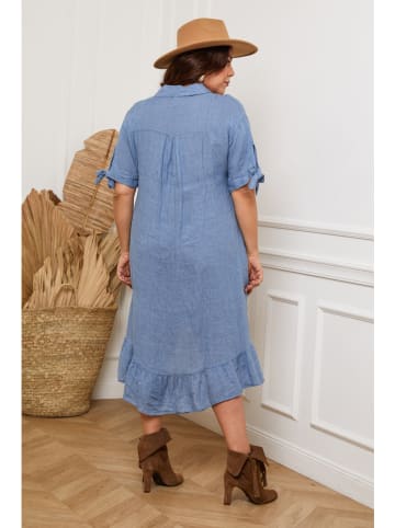 Plus Size Company Linnen jurk "Bosnik" blauw