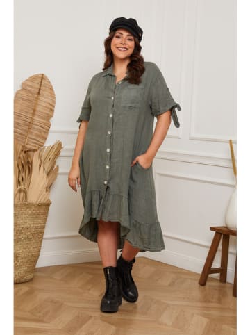 Plus Size Company Leinen-Kleid "Bosnik" in Khaki