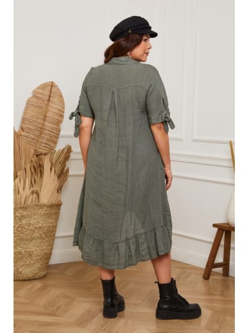 Plus Size Company Linnen jurk "Bosnik" kaki