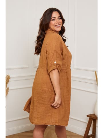 Plus Size Company Leinen-Kleid "Cerif" in Camel