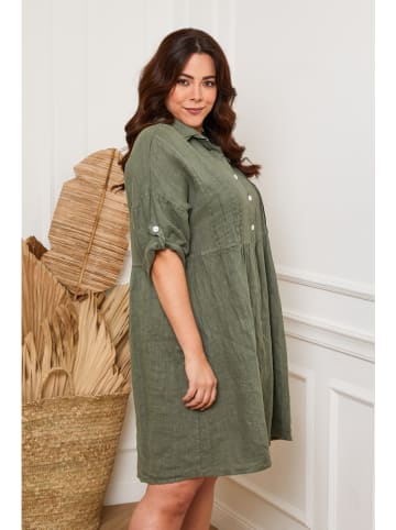 Plus Size Company Leinen-Kleid "Cerif" in Khaki