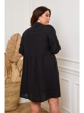 Plus Size Company Lniana sukienka "Cerif" w kolorze czarnym