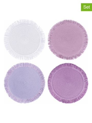 Villa d´Este 4er-Set: Tischsets in Lila/ Weiß - Ø 38 cm
