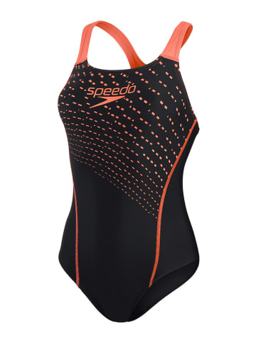 Speedo Badeanzug "Eco Medley" in Schwarz/ Orange