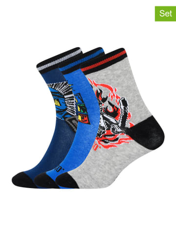 LEGO 3er-Set: Socken "LEGO Ninjago" in Blau/ Grau