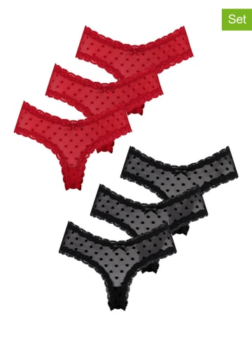 Hunkemöller Figi (6 par) w kolorze czarnym i czerwonym