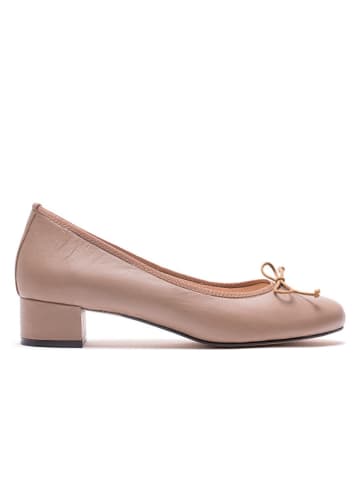 ELODIE Leren pumps beige