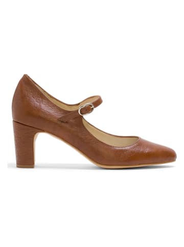 ELODIE Leren pumps "Gabrielle" lichtbruin