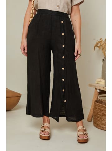 Curvy Lady Leinen-Hose in Schwarz