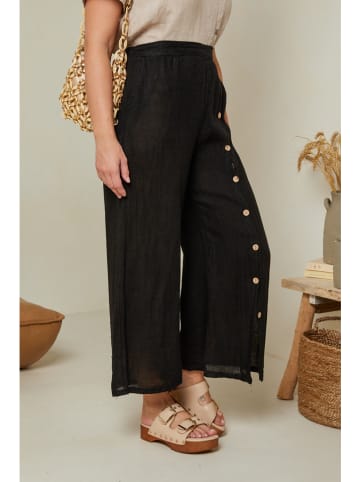 Curvy Lady Leinen-Hose in Schwarz