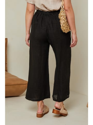 Curvy Lady Leinen-Hose in Schwarz