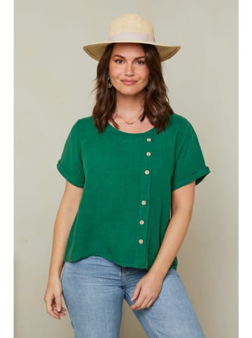 Curvy Lady Lniana koszulka w kolorze zielonym