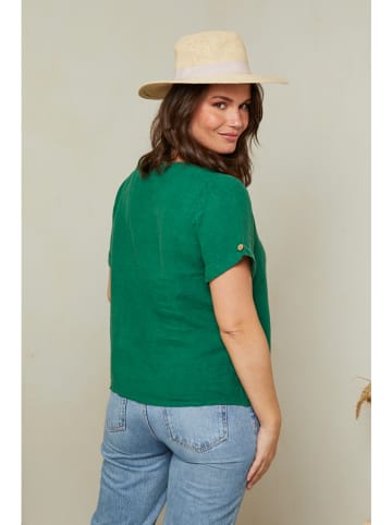 Curvy Lady Lniana koszulka w kolorze zielonym