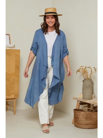 Curvy Lady Leinen-Cardigan in Blau