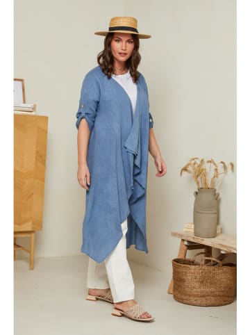 Curvy Lady Leinen-Cardigan in Blau