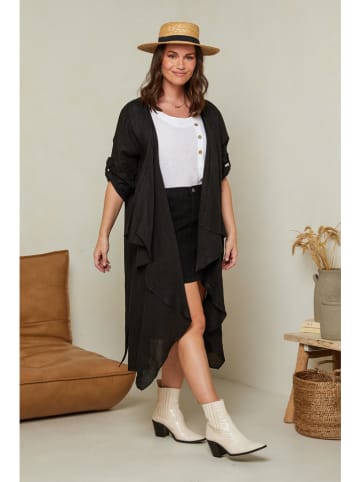Curvy Lady Lniana narzutka w kolorze czarnym