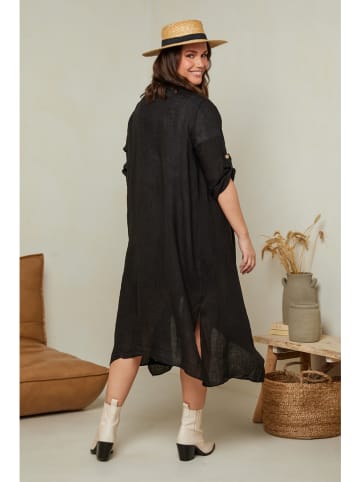 Curvy Lady Leinen-Cardigan in Schwarz
