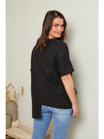 Curvy Lady Lniana koszulka w kolorze czarnym