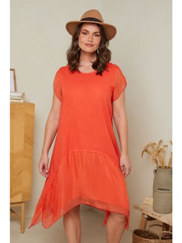 Curvy Lady Linnen jurk oranje