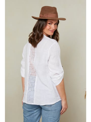 Curvy Lady Leinen-Bluse in Weiß