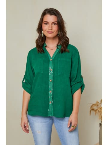 Curvy Lady Leinen-Bluse in Grün