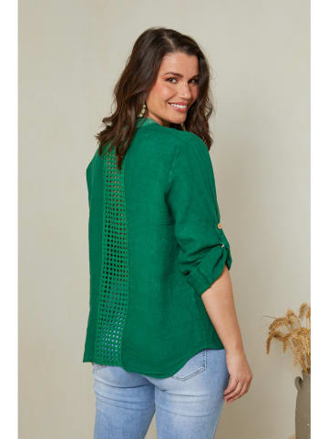 Curvy Lady Linnen blouse groen