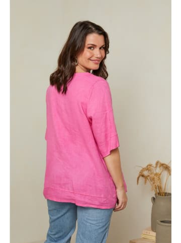 Curvy Lady Lniana bluzka w kolorze różowym