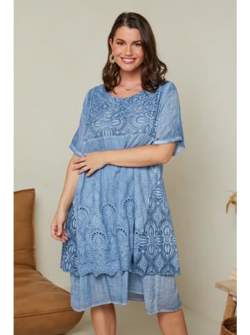 Curvy Lady Leinen-Kleid in Blau