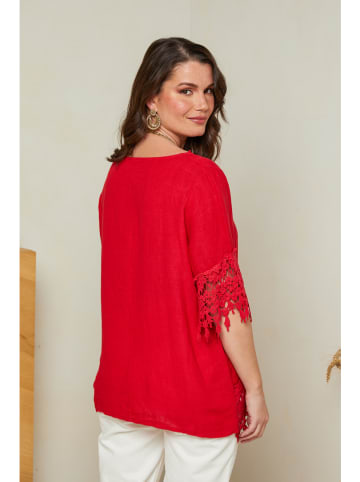 Curvy Lady Lniana bluzka w kolorze czerwonym