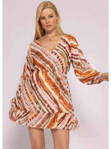 SASSYCLASSY Kleid in Orange/ Creme/ Braun