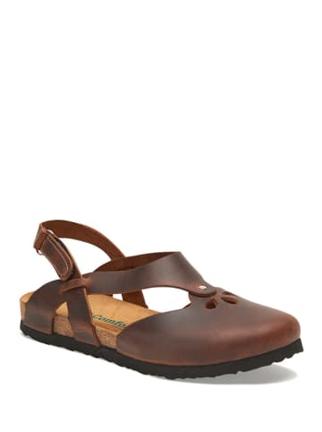 Comfortfusse Leder-Sandalen in Braun