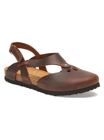Comfortfusse Leren sandalen bruin