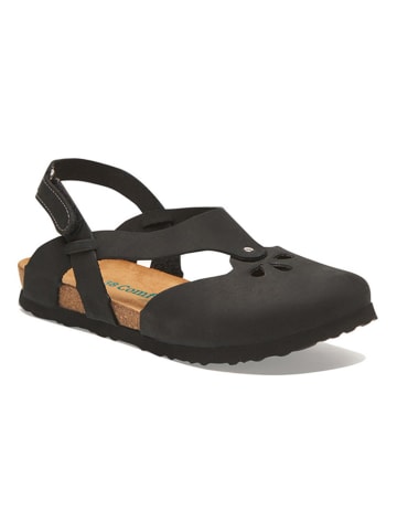 Comfortfusse Leder-Halbsandalen in Anthrazit