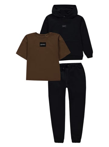 ESPRIT 3-delige outfit zwart/bruin