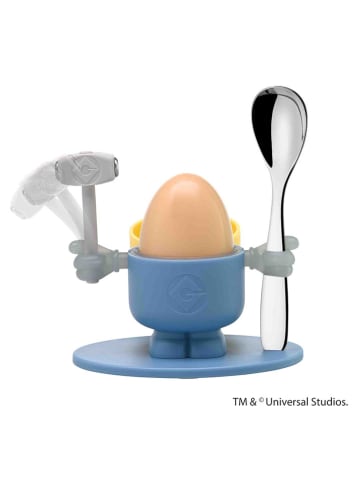 WMF 2tlg. Set: Eierbecher und Löffel "Minions" in Blau/ Gelb