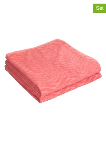 avance 2-delige set: badhanddoeken koraalrood