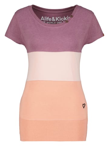 alife and kickin Koszulka "Cori" w kolorze fioletowo-jasnoróżowo-brzoskwiniowym