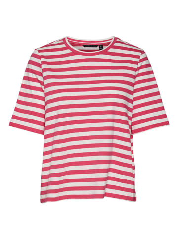 Vero Moda Koszulka "Molly" w kolorze różowo-białym