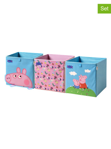 Lifeney 3er-Set: Aufbewahrungsbox "Peppa" in Hellblau/ Rosa - (B)33 x (H)33 x (T)33 cm