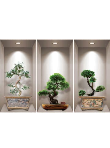 Ambiance 3-delige set: 3D-wandstickers "Japanese bonsai"