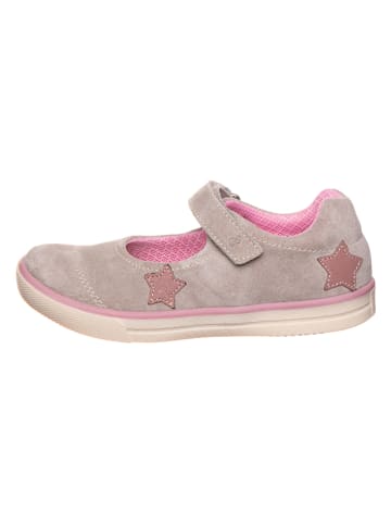 lamino Leder-Ballerinas in Grau/ Rosa