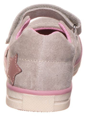 lamino Leder-Ballerinas in Grau/ Rosa