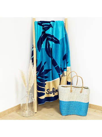 Le Comptoir de la Plage Strandtuch "Relax - Harrington" in Hellblau/ Blau - (L)180 x (B)140 cm