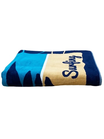 Le Comptoir de la Plage Ręcznik plażowy "Relax" w kolorze błękitno-niebieskim - 180 x 140 cm