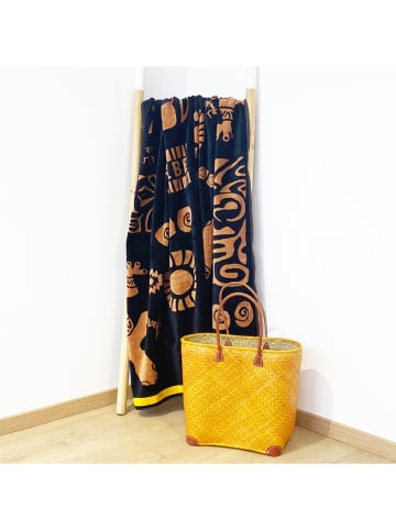 Le Comptoir de la Plage Strandlaken "Relax - Tribalta" zwart/oranje - (L)180 x (B)140 cm
