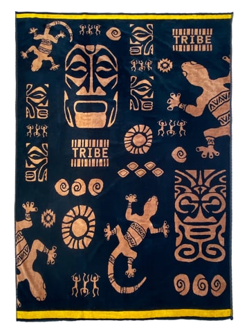 Le Comptoir de la Plage Strandlaken "Relax - Tribalta" zwart/oranje - (L)180 x (B)140 cm
