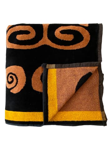 Le Comptoir de la Plage Strandlaken "Relax - Tribalta" zwart/oranje - (L)180 x (B)140 cm