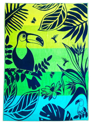 Le Comptoir de la Plage Ręcznik plażowy w kolorze żółto-zielono-błękitnym - 180 x 140 cm