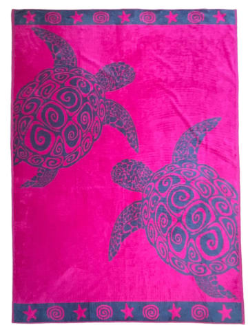 Le Comptoir de la Plage Strandlaken "Vacancia - Fuchsia Turtles" roze - (L)180 x (B)140 cm